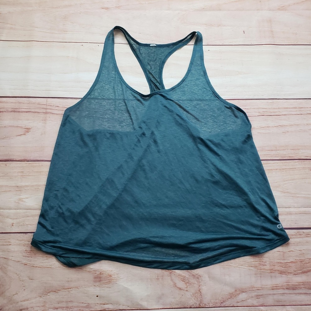 ALO Tank Womens L Green Scoop Neck Lightweight Breathable Yoga Athletic